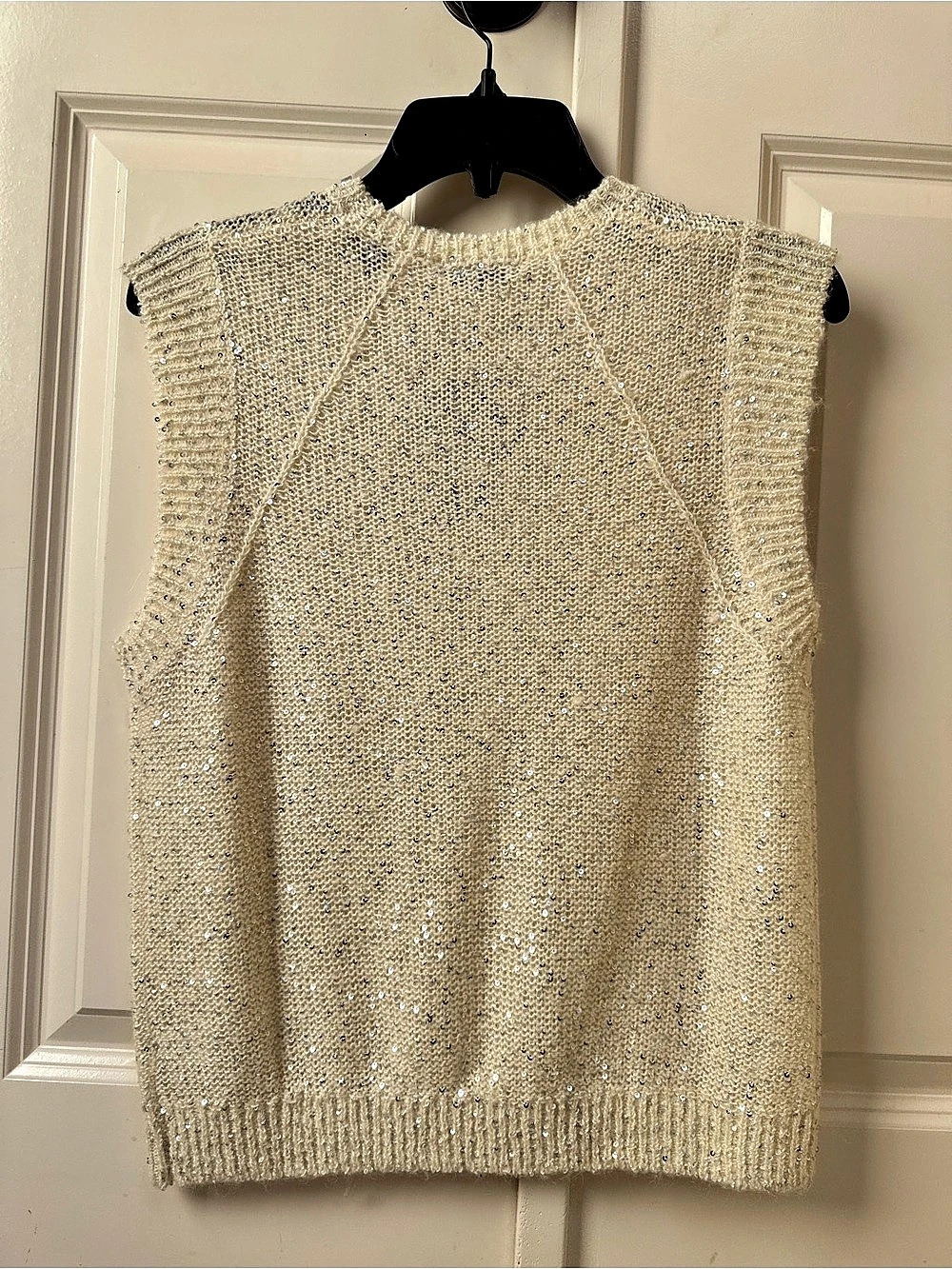 ATM Collection Sequin Knit Sweater Vest XS Chalk NWT $295
